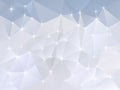 Vector irregular polygon background with a triangle pattern in light snow blue and white color with reflection Royalty Free Stock Photo