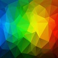 Vector irregular polygon background with a triangular pattern in vertical rainbow full spectrum colors Royalty Free Stock Photo