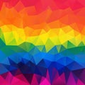 Vector irregular polygon square background - triangle low poly pattern - neon full spectrum multi color rainbow