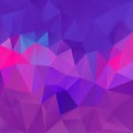 Vector irregular polygon square background - triangle low poly pattern - trendy purple violet pink blue fuchsia colors