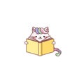 Cat Kitty kitten reads book learning education kawaii chibi Japanese style Emoji character sticker emoticon smile mascot