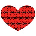 Vector isolated abstract heart metaphor with image of barbed wire inside.