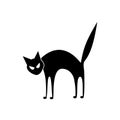 Vector isolated angry cat silhouette. Halloween character for decoration. Contour of the cartoon cat