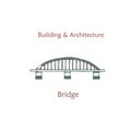 Vector isolated bridge. Cartoon arch bridge in retro style with grunge textures and rust effect. Hand drawn clip art