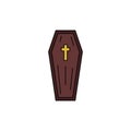 Vector isolated cartoon coffin. Halloween flat icon. Casket silhouette. Dia de los muertos symbol.
