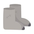 Vector isolated cartoon illustration of winter felt boots with patch.