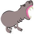 Vector isolated childish illustration of hippopotamus