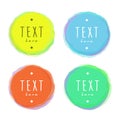 Vector isolated circles, blotches with sample text drawn in watercolorlike style