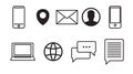 Contact Related Icons. Black and White Contact Icon Set