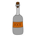 Vector isolated doodle bottle with rum illustration