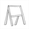 Vector isolated doodle element, easel for drawing, school board, coloring book