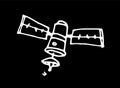 Vector isolated element NASA space satellite with antenna drawn in doodle style with a white line on a black background share of Royalty Free Stock Photo