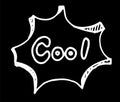 Vector isolated element of a speech bubble in the style of a comic book with a volume and the word COOL. hand drawn doodle in the Royalty Free Stock Photo