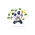 In business suit panda jump joy money Royalty Free Stock Photo