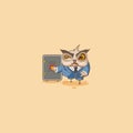 Owl in business suit open safe to hide money