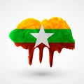 Vector isolated Flag of Myanmar painted colors