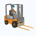 Vector isolated Forklift Loader. Warehouse machine. Lifting car