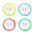 Vector isolated framing circles with sample text drawn inside in watercolorlike style