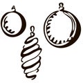 Vector isolated hand draw Christmas toy garland on a white background Royalty Free Stock Photo