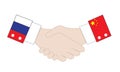 Vector of isolated handshake deal China and Russia