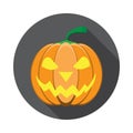 Vector isolated icon of glowing lantern jack with shadow for Halloween in flat.