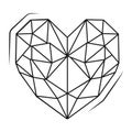 Vector isolated icon on white background. A diamond or gem in the shape of a heart. Straight cut brilliant pendant in outline Royalty Free Stock Photo