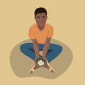 Illustration of a beggar black man .