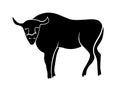 Vector isolated illustration of bison.Black and white silhouette of bison Royalty Free Stock Photo