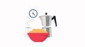 Vector isolated Illustration of a Bowl of cereals, a coffee maker and a coffee cup