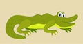 Vector isolated illustration of crocodile. Cute cartoon personage