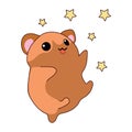 Vector isolated illustration cute hamster cub jumping from happiness and joy kawaii chibi