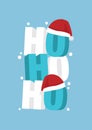 Vector isolated illustration of a 3D typography phase ho ho ho against a colour background.