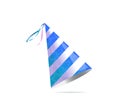 Birthday party hat with stripes. Vector isolated illustration. Royalty Free Stock Photo