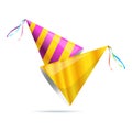 Birthday party hat with stripes. Vector isolated illustration. Royalty Free Stock Photo