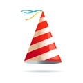 Birthday party hat with stripes. Vector isolated illustration Royalty Free Stock Photo