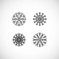 Vector isolated illustration. Icons set of snowflakes Royalty Free Stock Photo