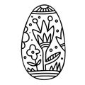 Vector isolated illustration of lined silhouette of ornamental easter egg Royalty Free Stock Photo