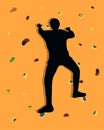 Vector isolated illustration of a man on a climbing wall. Royalty Free Stock Photo