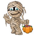 Vector isolated illustration of a merry mummy for Halloween Royalty Free Stock Photo