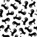 Vector isolated illustration of pattern with foxes. Black and white pattern with animals Royalty Free Stock Photo