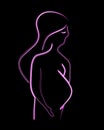 Vector isolated illustration of a pregnant woman. Royalty Free Stock Photo