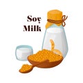 Vector isolated illustration with products of soya