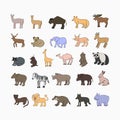 Vector isolated illustration of a set of different animals.