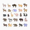 Vector isolated illustration of a set of different animals. Royalty Free Stock Photo