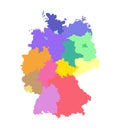 Vector isolated illustration of simplified administrative map of Germany. Borders of the states regions. Colorful silhouettes