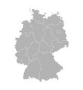 Vector isolated illustration of simplified administrative map of Germany. Borders of the states regions. Grey silhouettes Royalty Free Stock Photo