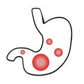 Vector isolated illustration of a stomach with colic.