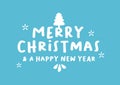 Vector isolated illustration of typography phase Merry Christmas & a happy new year against a colour background