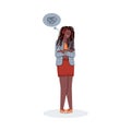 Vector isolated illustration of upset depressed sad girl with bad thoughts