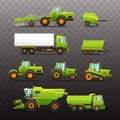 Vector isolated illustrations set of agricultural machinery.